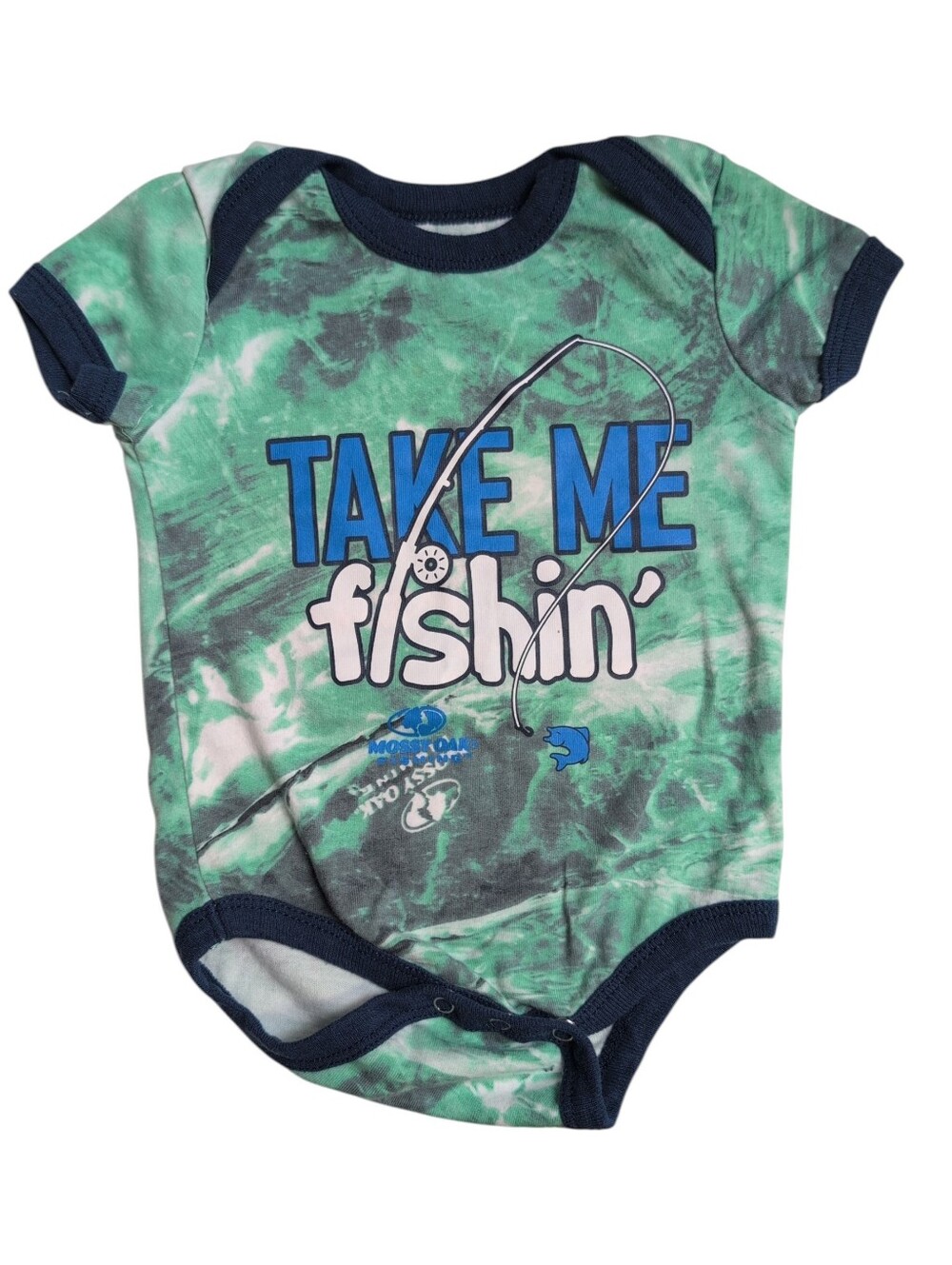 🍁2/$7🍁MOSSY OAK Blue Take Me Fishing Onesie